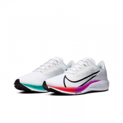 Nike Air Zoom Pegasus 37 Men's And Women's Shoes White Rainbow Running Shoes BQ9646